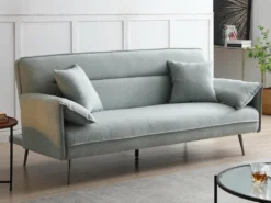 Canapé 3 Places Convertible Clic-clac En Tissu Vert De Gris FUSANO -Canapé Soldes Boutique canape 19451253