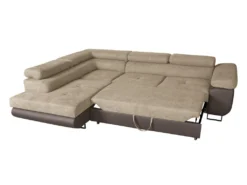Canapé D'angle Gauche Convertible En Tissu Et Simili Beige KERIO II -Canapé Soldes Boutique canape 19461577