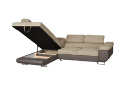 Canapé D'angle Gauche Convertible En Tissu Et Simili Beige KERIO II -Canapé Soldes Boutique canape 19461579