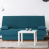 Canapé Convertible Clic-clac Bleu 100% Coton Avec Coffre De Rangement FARWEST II