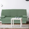 Canapé Convertible Clic-clac Vert 100% Coton Avec Coffre De Rangement FARWEST II