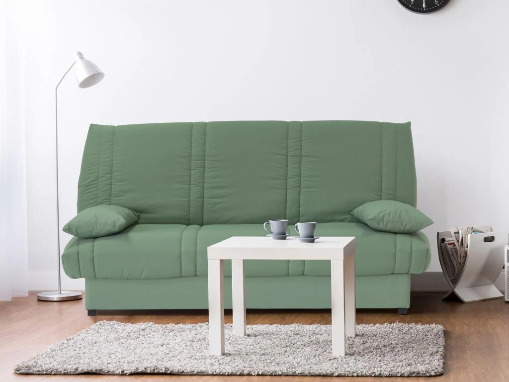 Canapé Convertible Clic-clac Vert 100% Coton Avec Coffre De Rangement FARWEST II 1 Canapé Convertible Clic-clac Vert 100% Coton Avec Coffre De Rangement FARWEST II