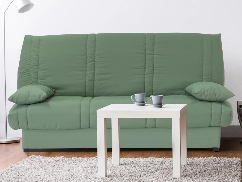 Canapé Convertible Clic-clac Vert 100% Coton Avec Coffre De Rangement FARWEST II 4 Canapé Convertible Clic-clac Vert 100% Coton Avec Coffre De Rangement FARWEST II – Image 4