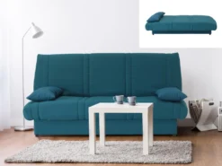 Canapé Convertible Clic-clac Bleu 100% Coton Avec Coffre De Rangement FARWEST II -Canapé Soldes Boutique canape 19463747