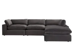 Grand Canapé D'angle Droit En Velours Gris Anthracite AMAURY -Canapé Soldes Boutique canape 19466171