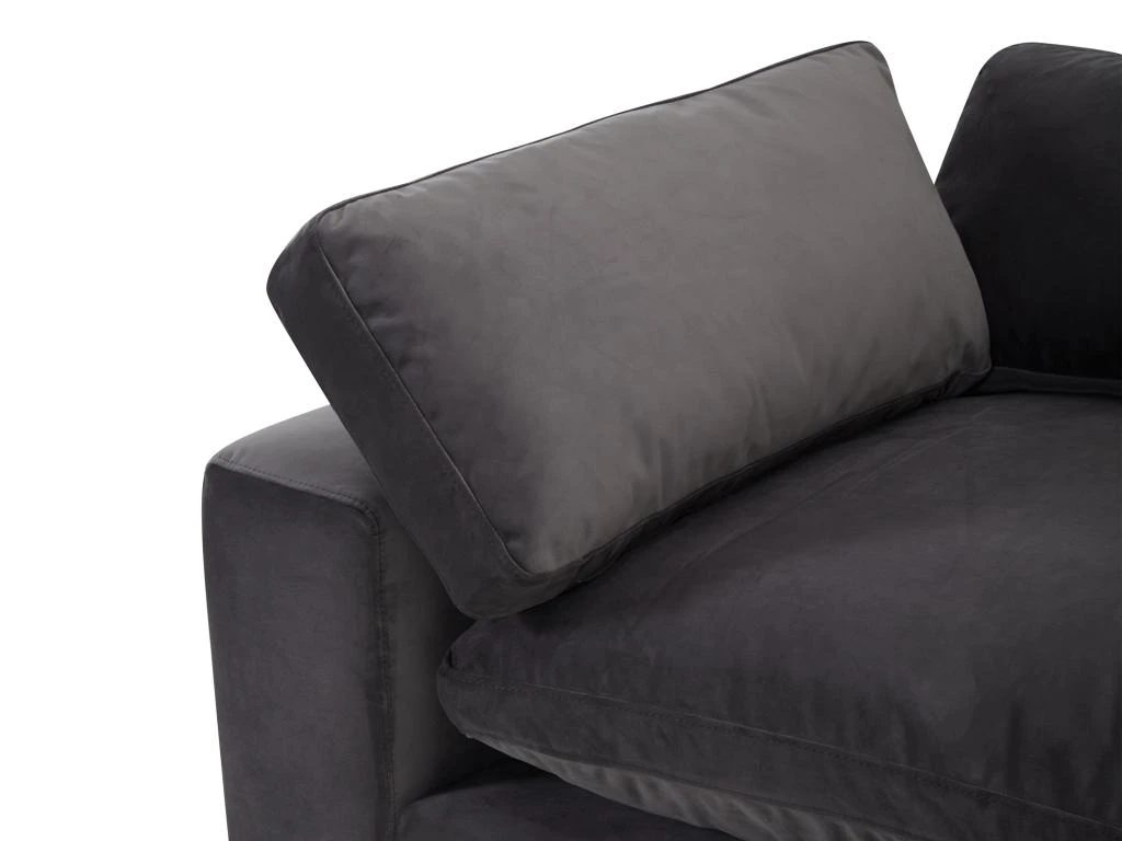 Grand Canapé D'angle Gauche En Velours Gris Anthracite AMAURY 5 Grand Canapé D'angle Gauche En Velours Gris Anthracite AMAURY – Image 5