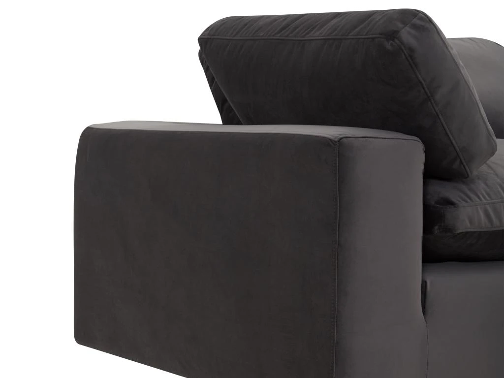 Grand Canapé D'angle Gauche En Velours Gris Anthracite AMAURY 7 Grand Canapé D'angle Gauche En Velours Gris Anthracite AMAURY – Image 7