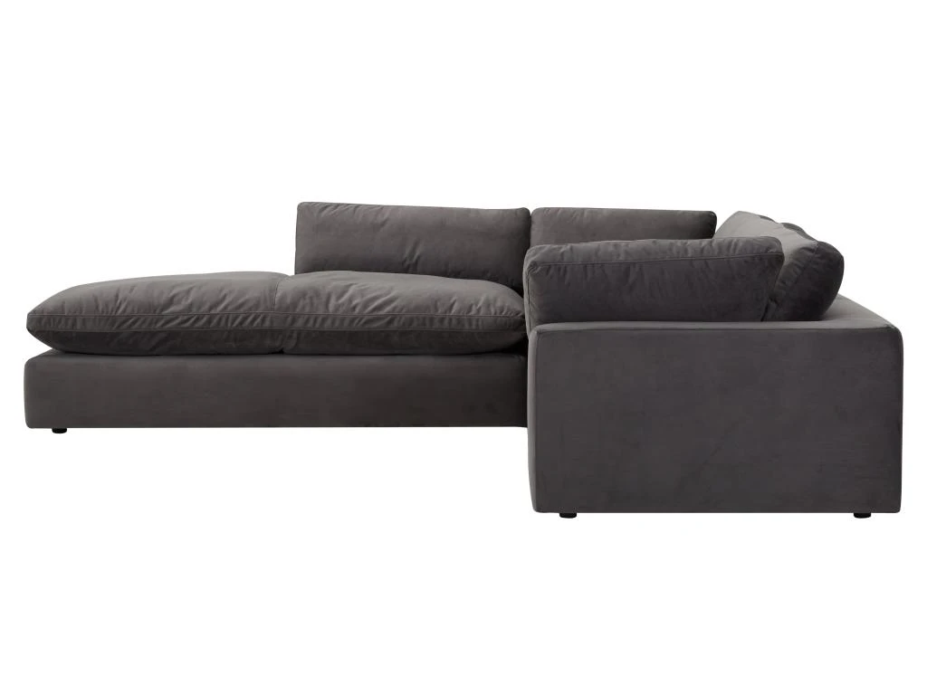 Grand Canapé D'angle Gauche En Velours Gris Anthracite AMAURY 4 Grand Canapé D'angle Gauche En Velours Gris Anthracite AMAURY – Image 4