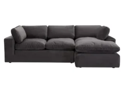 Canapé D'angle Droit En Velours Gris Anthracite AMAURY -Canapé Soldes Boutique canape 19467053