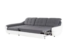 Canapé D'angle Gauche Convertible En Tissu Et Simili Gris Et Blanc FAREZ III 14 Canapé D'angle Gauche Convertible En Tissu Et Simili Gris Et Blanc FAREZ III -Canapé Soldes Boutique canape 19467647