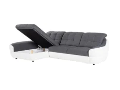 Canapé D'angle Gauche Convertible En Tissu Et Simili Gris Et Blanc FAREZ III 15 Canapé D'angle Gauche Convertible En Tissu Et Simili Gris Et Blanc FAREZ III -Canapé Soldes Boutique canape 19467653