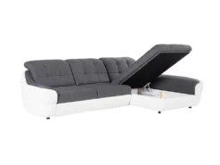 Canapé D'angle Droit Convertible En Tissu Et Simili Gris Et Blanc FAREZ III -Canapé Soldes Boutique canape 19467681