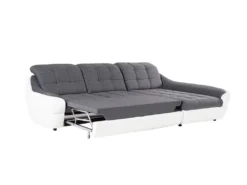 Canapé D'angle Droit Convertible En Tissu Et Simili Gris Et Blanc FAREZ III -Canapé Soldes Boutique canape 19467683