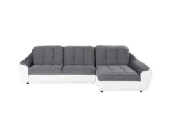 Canapé D'angle Droit Convertible En Tissu Et Simili Gris Et Blanc FAREZ III -Canapé Soldes Boutique canape 19467685