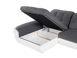 Canapé D'angle Gauche Convertible En Tissu Et Simili Gris Et Blanc FAREZ III 16 Canapé D'angle Gauche Convertible En Tissu Et Simili Gris Et Blanc FAREZ III -Canapé Soldes Boutique canape 19468759