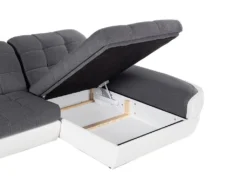 Canapé D'angle Droit Convertible En Tissu Et Simili Gris Et Blanc FAREZ III -Canapé Soldes Boutique canape 19468807