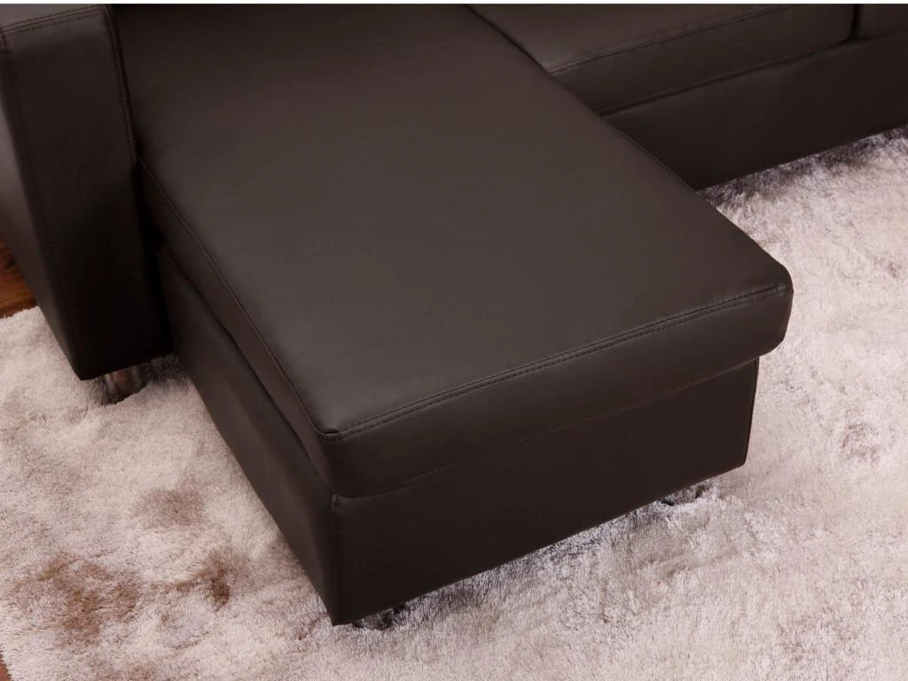 Canapé D'angle Réversible En Simili ACKLEY - Marron 5 Canapé D'angle Réversible En Simili ACKLEY - Marron – Image 5