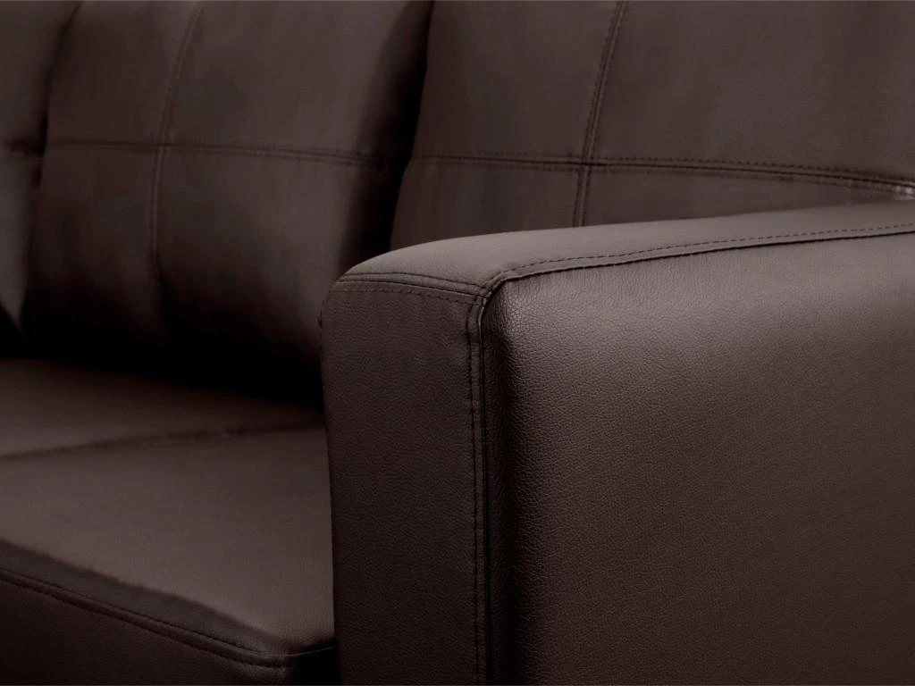 Canapé D'angle Réversible En Simili ACKLEY - Marron 4 Canapé D'angle Réversible En Simili ACKLEY - Marron – Image 4