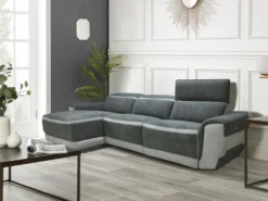 Canapé D'angle Gauche Relax électrique En Tissu Gris Foncé ORIETTO