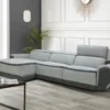 Canapé D'angle Gauche Relax électrique En Tissu Gris Clair ORIETTO