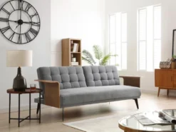 Canapé 3 Places Convertible Clic-clac En Tissu Gris NINANDRO