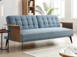 Canapé 3 Places Convertible Clic-clac En Tissu Bleu NINANDRO 15 Canapé 3 Places Convertible Clic-clac En Tissu Bleu NINANDRO -Canapé Soldes Boutique canape 19576573