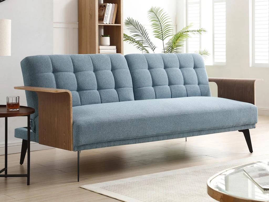 Canapé 3 Places Convertible Clic-clac En Tissu Bleu NINANDRO 8 Canapé 3 Places Convertible Clic-clac En Tissu Bleu NINANDRO – Image 8