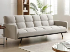 Canapé 3 Places Convertible En Tissu Beige ROREMA -Canapé Soldes Boutique canape 19577167