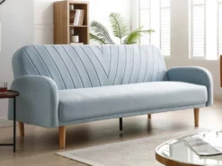 Canapé 3 Places Convertible Clic-clac En Tissu Bleu Clair VENAFRA -Canapé Soldes Boutique canape 19578633