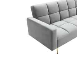 Canapé D'angle Convertible Réversible Clic-clac En Velours Gris NIETO -Canapé Soldes Boutique canape 19578653