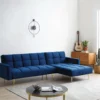 Canapé D'angle Convertible Réversible Clic-clac En Velours Bleu Roi NIETO