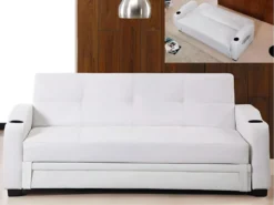 Canapé Convertible Clic Clac En Simili MIRELLA - Blanc -Canapé Soldes Boutique canape 195842