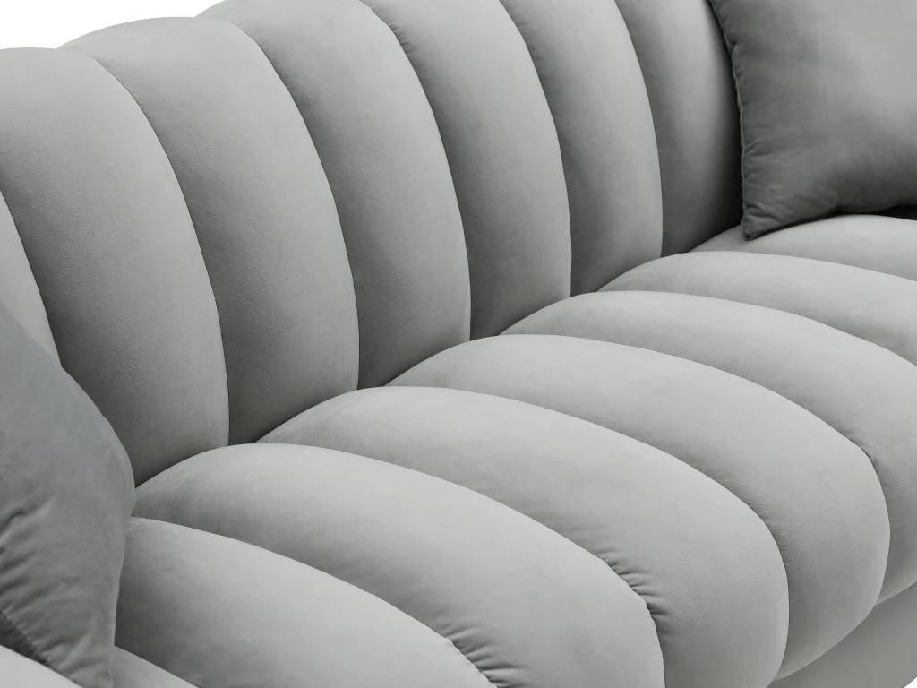 Canapé 3 Places Convertible Clic-clac En Velours Gris ZAPOTO 7 Canapé 3 Places Convertible Clic-clac En Velours Gris ZAPOTO – Image 7