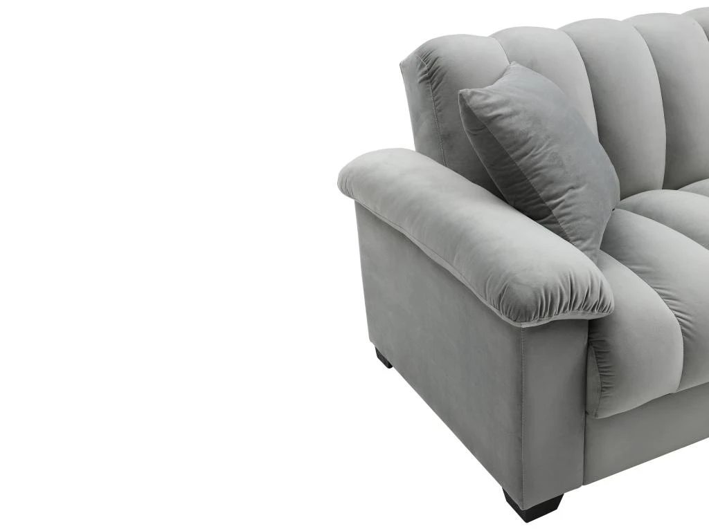 Canapé 3 Places Convertible Clic-clac En Velours Gris ZAPOTO 6 Canapé 3 Places Convertible Clic-clac En Velours Gris ZAPOTO – Image 6