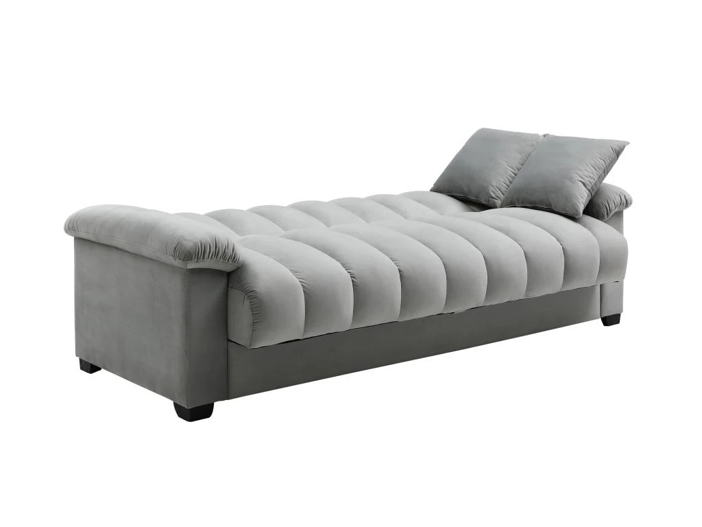 Canapé 3 Places Convertible Clic-clac En Velours Gris ZAPOTO 4 Canapé 3 Places Convertible Clic-clac En Velours Gris ZAPOTO – Image 4