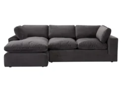 Canapé D'angle Gauche En Velours Gris Anthracite AMAURY -Canapé Soldes Boutique canape 19614133