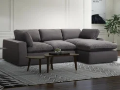 Canapé D'angle Droit En Velours Gris Anthracite AMAURY -Canapé Soldes Boutique canape 19614195