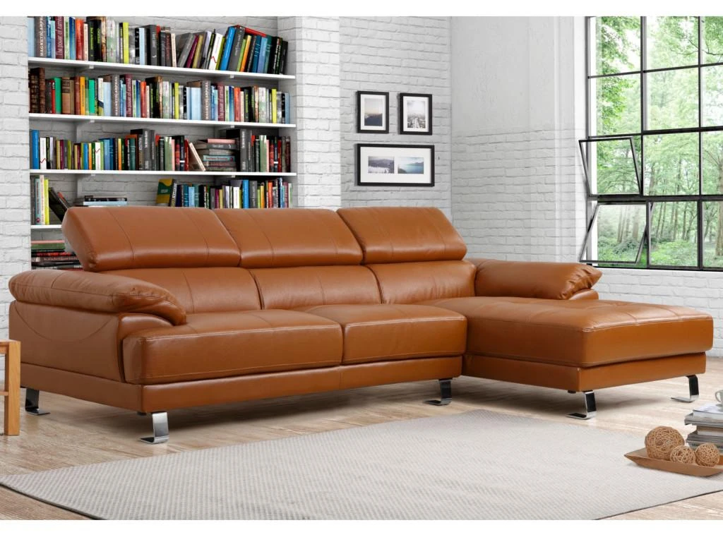 Canapé D'angle Droit En Cuir Premium Camel EXCELSIORA 2 Canapé D'angle Droit En Cuir Premium Camel EXCELSIORA – Image 2