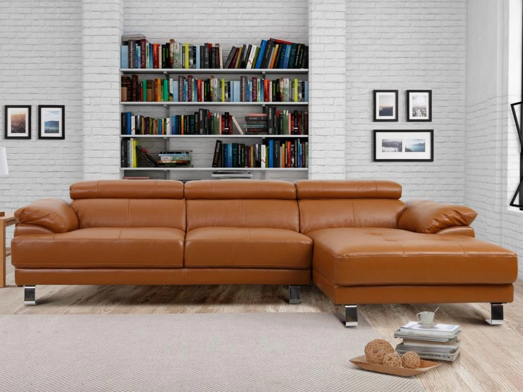Canapé D'angle Droit En Cuir Premium Camel EXCELSIORA 8 Canapé D'angle Droit En Cuir Premium Camel EXCELSIORA – Image 8