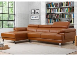 Canapé D'angle Gauche En Cuir Premium Camel EXCELSIORA -Canapé Soldes Boutique canape 196338