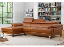 Canapé D'angle Gauche En Cuir Premium Camel EXCELSIORA -Canapé Soldes Boutique canape 196339