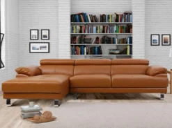 Canapé D'angle Gauche En Cuir Premium Camel EXCELSIORA -Canapé Soldes Boutique canape 196342