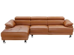 Canapé D'angle Gauche En Cuir Premium Camel EXCELSIORA -Canapé Soldes Boutique canape 196343