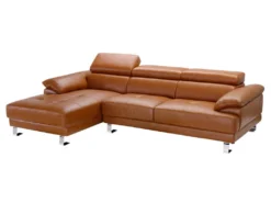 Canapé D'angle Gauche En Cuir Premium Camel EXCELSIORA