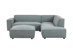 Canapé D'angle Droit Et Pouf En Velours Côtelé Bleu Clair BORORE -Canapé Soldes Boutique canape 19738487