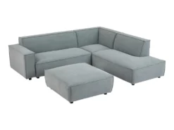 Canapé D'angle Droit Et Pouf En Velours Côtelé Bleu Clair BORORE -Canapé Soldes Boutique canape 19738511