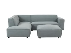 Canapé D'angle Gauche Et Pouf En Velours Côtelé Bleu Clair BORORE -Canapé Soldes Boutique canape 19738581