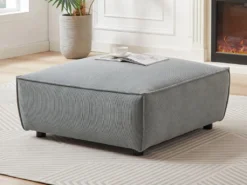 Canapé D'angle Gauche Et Pouf En Velours Côtelé Bleu Clair BORORE -Canapé Soldes Boutique canape 19738699