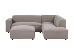 Canapé D'angle Droit Et Pouf En Velours Côtelé Taupe BORORE -Canapé Soldes Boutique canape 19738701