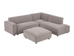 Canapé D'angle Droit Et Pouf En Velours Côtelé Taupe BORORE -Canapé Soldes Boutique canape 19738703